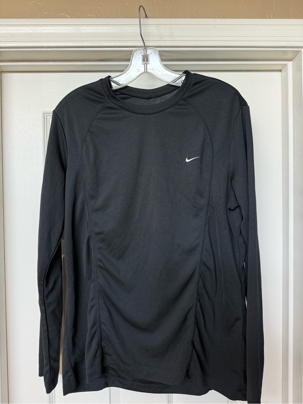 Nike Black Long Sleeve Athletic Top with White Swoosh